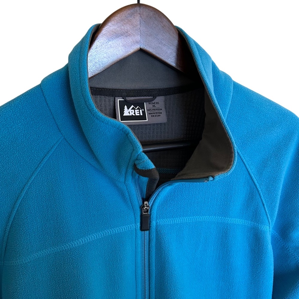 REI Womens Fleece Jacket Full Zip Blue XL Polyester Outdoors Casual Warm Layer - Picture 1 of 14